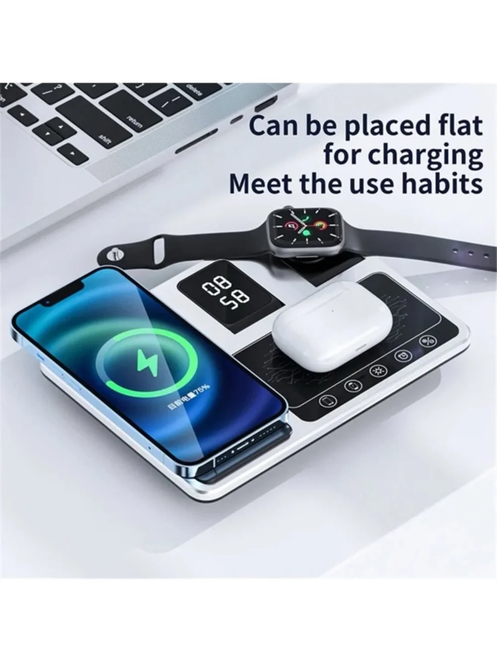 4-in-1 Wireless Charging Station Fast Charger iPhone AirPods Watch